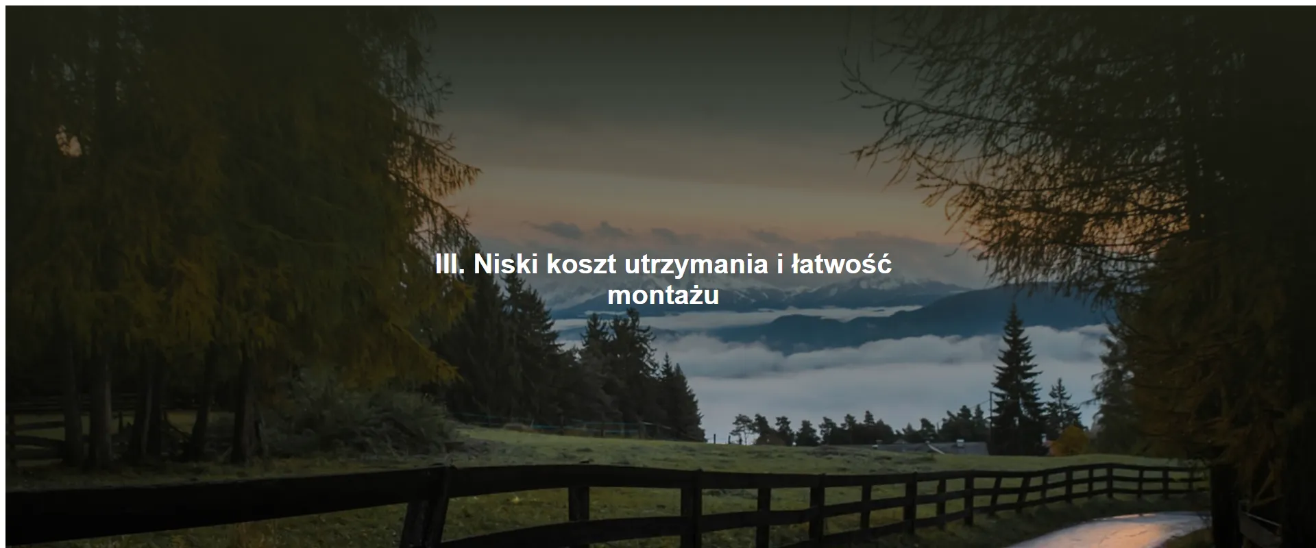 III. Niski koszt utrzymania i łatwość montażu